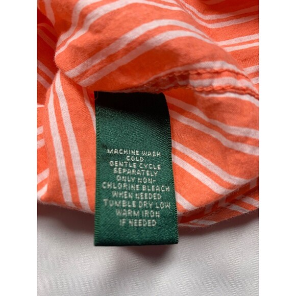 Lauren Ralph Lauren Camp Shirt Womens L Orange & White Stripe Roll Tab - Picture 8 of 8